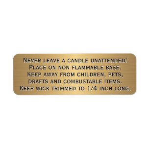 Beeswax Candle Warning Label Return Address Label