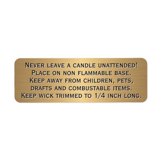 Beeswax Candle Warning Label Return Address Label (Front)