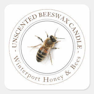 Beeswax Candle with Honeybee Label
