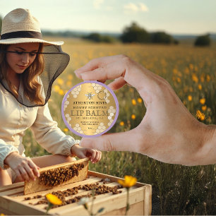 Beeswax Lip Balm Gold Honeycomb Heraldic Bee Classic Round Sticker