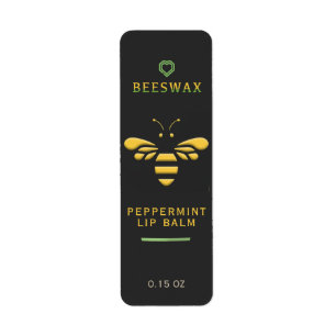 Beeswax Peppermint Lip Balm Label with Bee Heart Return Address Label