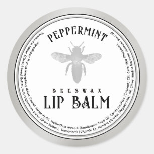 Beeswax Peppermint Lip Balm Queen Bee Silver  Classic Round Sticker