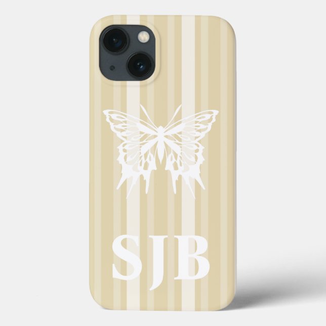 Beeswax Victorian Stripe with Butterfly Case-Mate iPhone Case (Back)