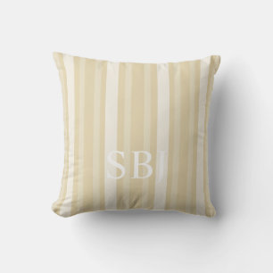 Beeswax Victorian Stripe with Monogram Cushion