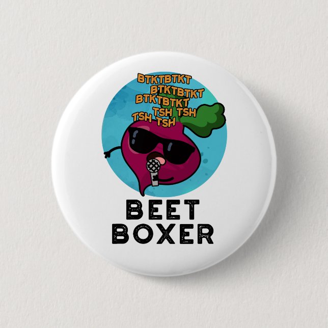 Beet Boxer Cute Beatbox Veggie Pun 6 Cm Round Badge (Front)