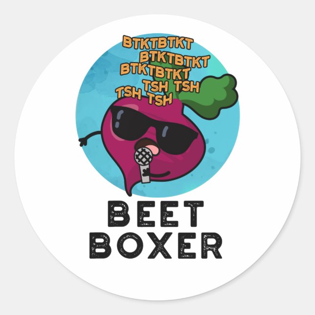 Beet Boxer Funny Beetroot Pun  Classic Round Sticker (Front)