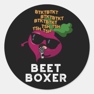 Beet Boxer Funny Beetroot Pun Dark BG Classic Round Sticker