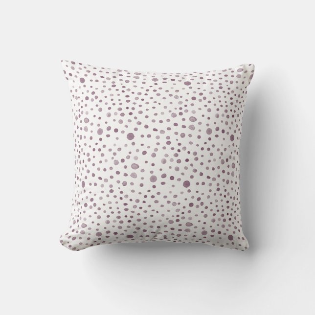Beet Confetti Watercolor Dots Throw Pillow (Front)