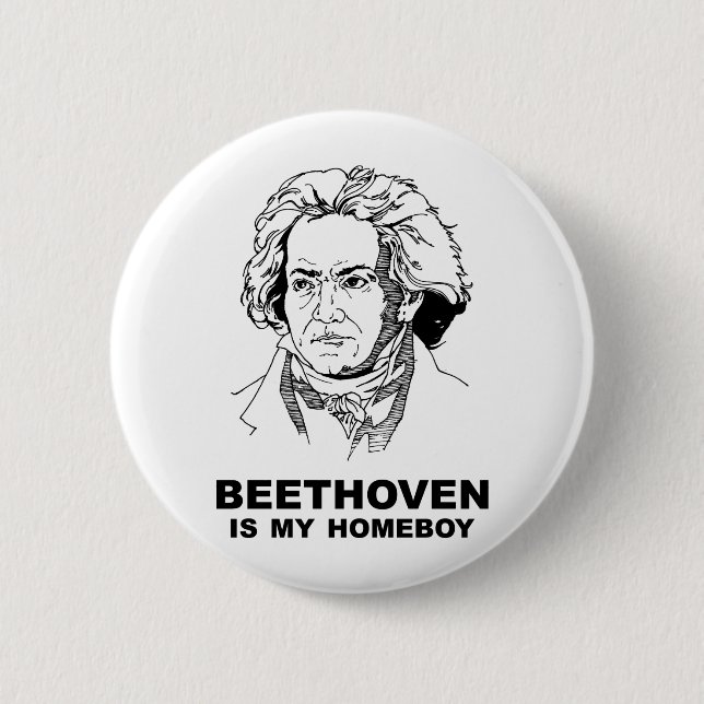 Beethoven 6 Cm Round Badge (Front)
