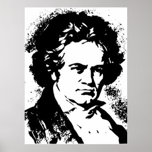 Beethoven Black and white vector art Poster