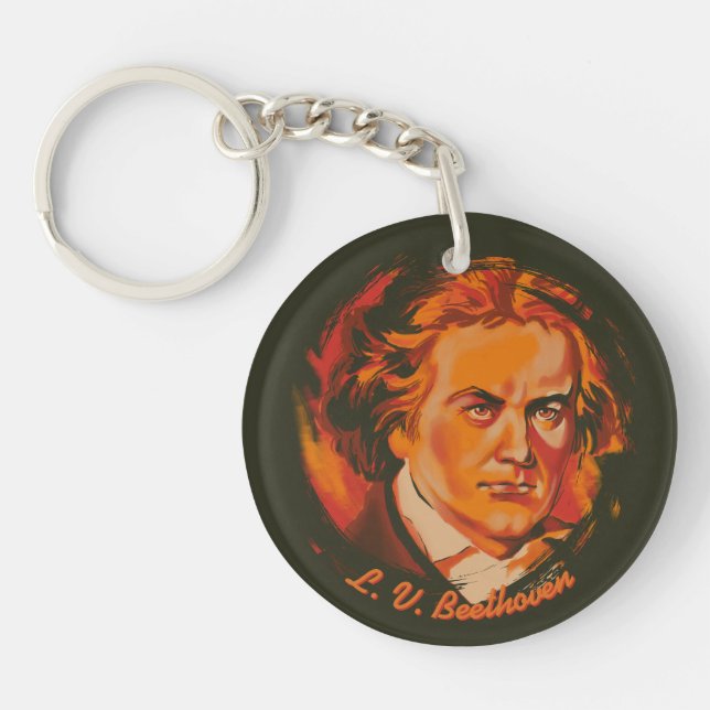 Beethoven Fire Palette Portrait Quote Key Ring (Front)