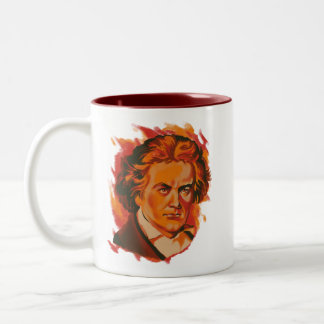 Beethoven Fire Palette Portrait Quote Two-Tone Coffee Mug