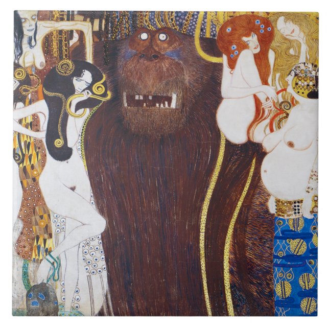 Beethoven Frieze(detail), Gustav Klimt Ceramic Tile (Front)