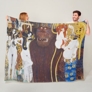 Beethoven Frieze(detail), Gustav Klimt Fleece Blanket
