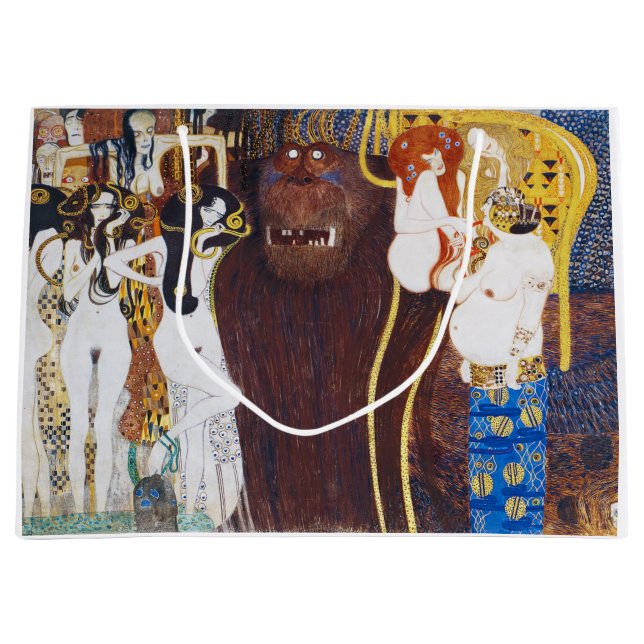 Beethoven Frieze(detail), Gustav Klimt Large Gift Bag (Front)