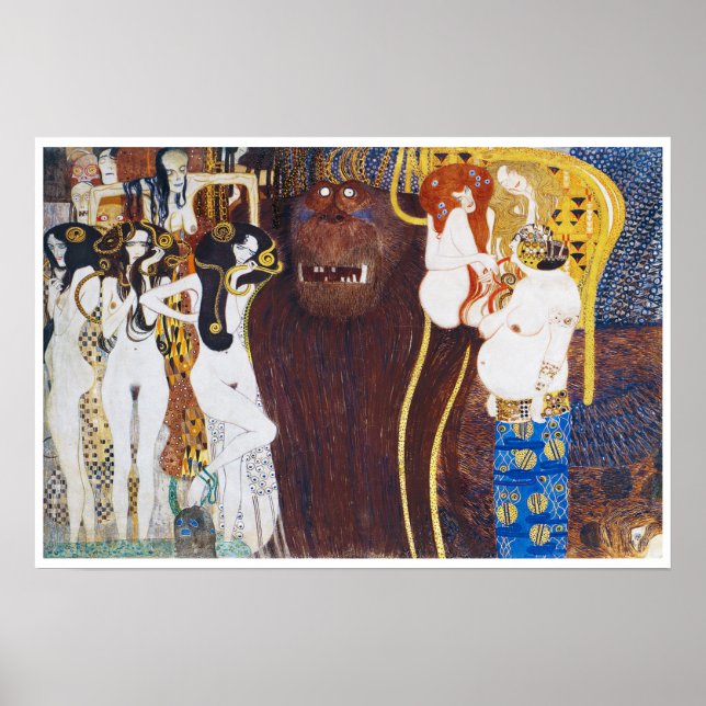 Beethoven Frieze(detail), Gustav Klimt Poster (Front)