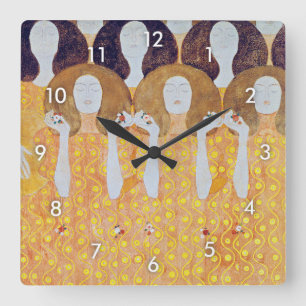 Beethoven Frieze (detail), Gustav Klimt Square Wall Clock