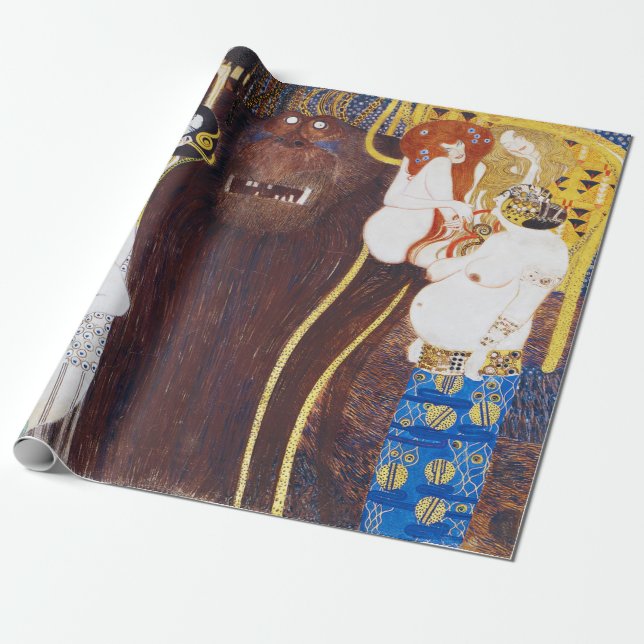 Beethoven Frieze(detail), Gustav Klimt Wrapping Paper (Unrolled)