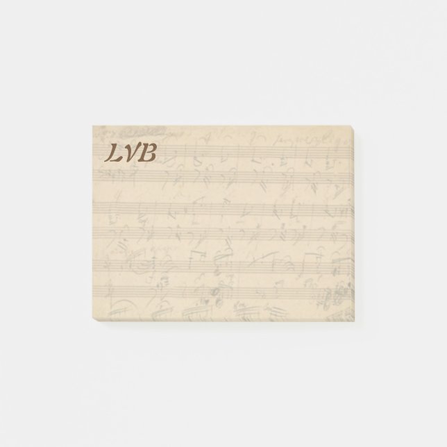 Beethoven Hammerklavier Piano  Manuscript Monogram Post-it Notes (Front)