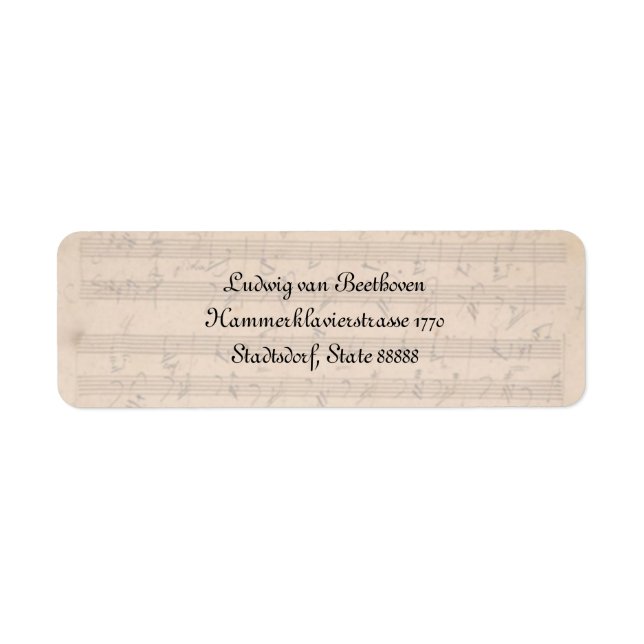 Beethoven Hammerklavier Sonata Return Address Label (Front)