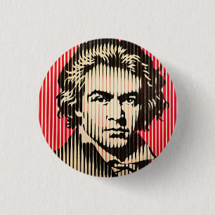 Beethoven in BAUHAUS optical illusion style 3 Cm Round Badge