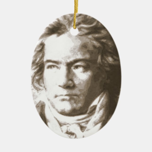 Beethoven In Sepia Ceramic Ornament (Front)