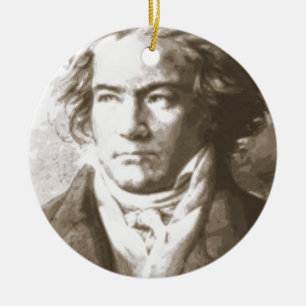 Beethoven In Sepia Ceramic Tree Decoration