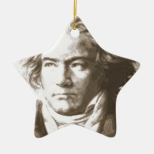 Beethoven In Sepia Ceramic Tree Decoration