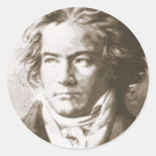 Beethoven In Sepia Classic Round Sticker