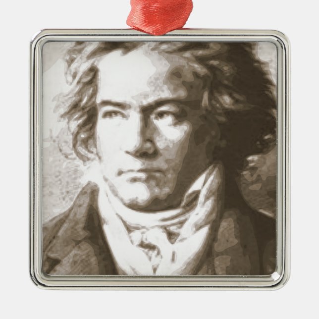 Beethoven In Sepia Metal Tree Decoration (Front)