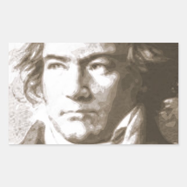 Beethoven In Sepia Rectangular Sticker (Front)