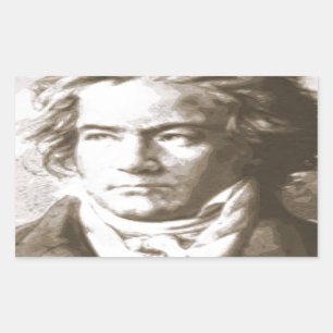Beethoven In Sepia Rectangular Sticker