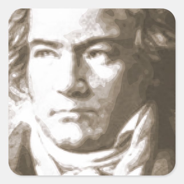 Beethoven In Sepia Square Sticker (Front)