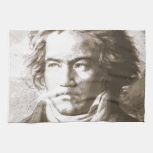 Beethoven In Sepia Tea Towel