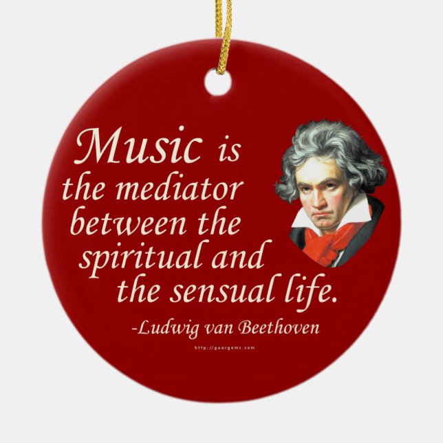Beethoven on Music Ceramic Tree Decoration (Front)