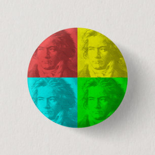 Beethoven Portrait In Squares 3 Cm Round Badge