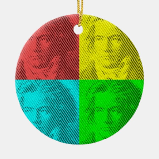 Beethoven Portrait In Squares Ceramic Ornament (Front)