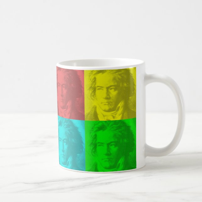 Beethoven Portrait In Squares Coffee Mug (Right)