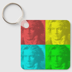 Beethoven Portrait In Squares Key Ring