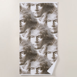 Beethoven Portrait Pattern Beach Towel