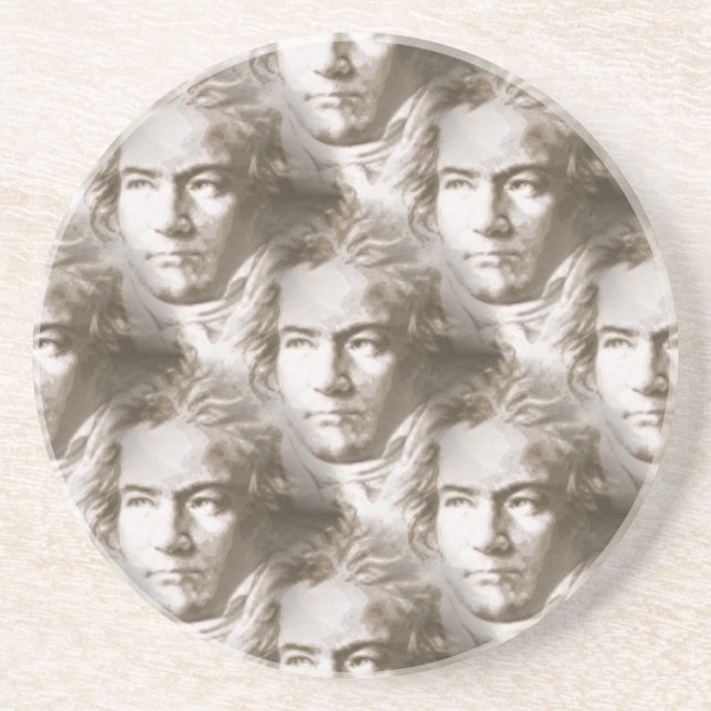 Beethoven Portrait Pattern Coaster (Front)