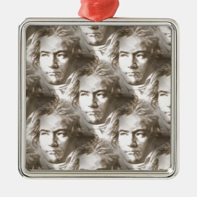 Beethoven Portrait Pattern Metal Ornament (Front)