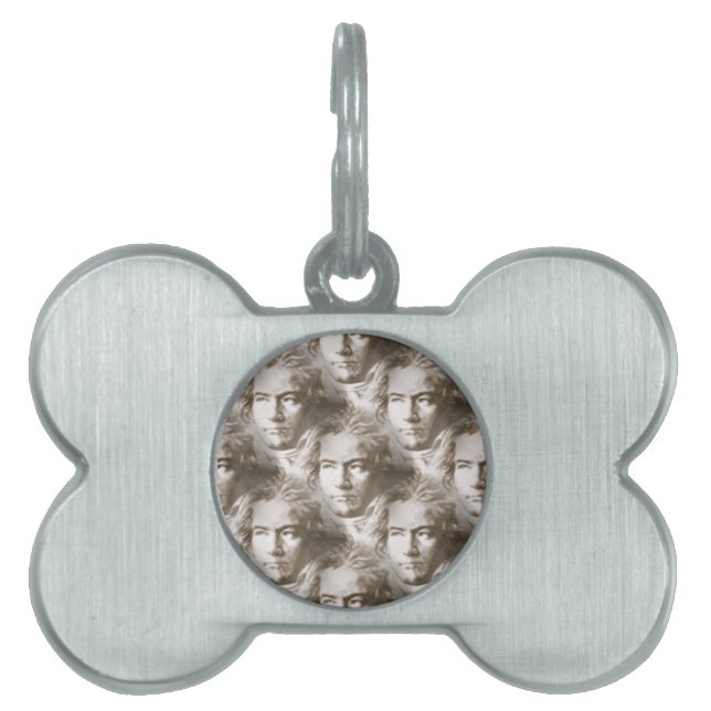 Beethoven Portrait Pattern Pet Name Tag (Front)