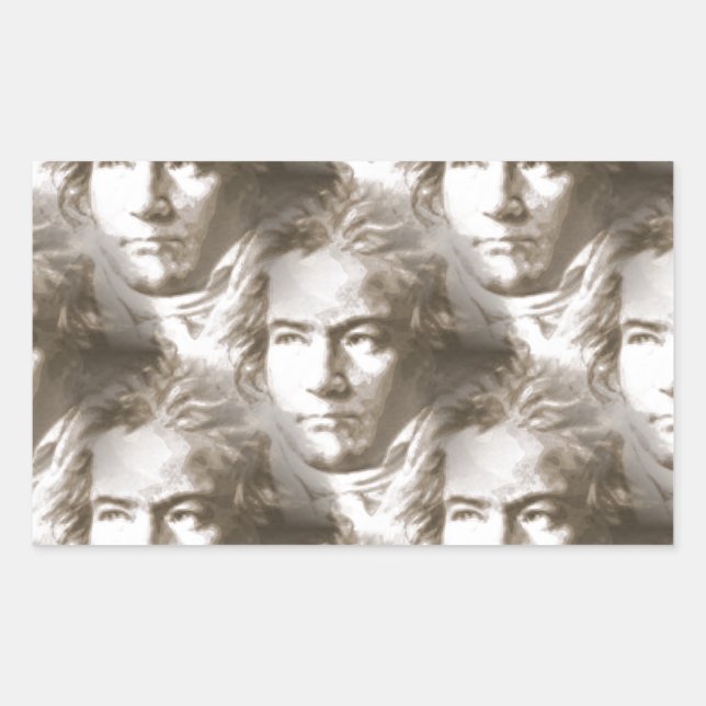 Beethoven Portrait Pattern Rectangular Sticker (Front)