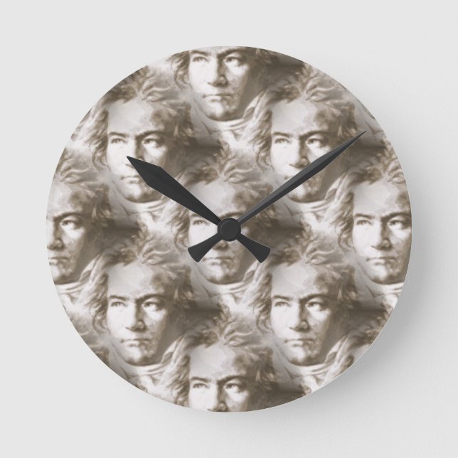 Beethoven Portrait Pattern Round Clock (Front)
