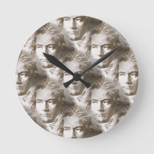 Beethoven Portrait Pattern Round Clock