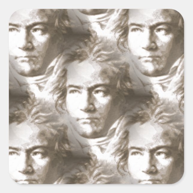 Beethoven Portrait Pattern Square Sticker (Front)