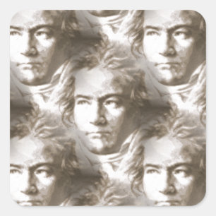Beethoven Portrait Pattern Square Sticker