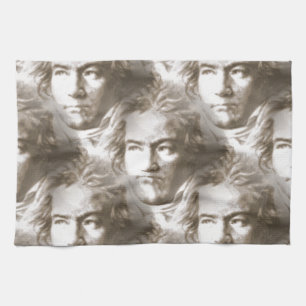 Beethoven Portrait Pattern Tea Towel