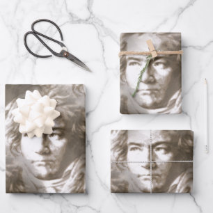 Beethoven Portrait Pattern Wrapping Paper Sheet